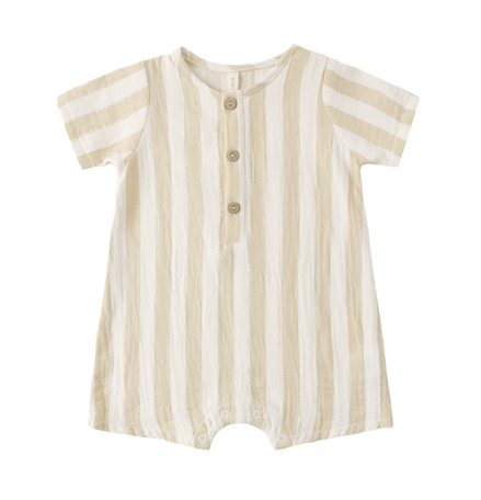 Short Sleeve Woven Romper Summer Stripe