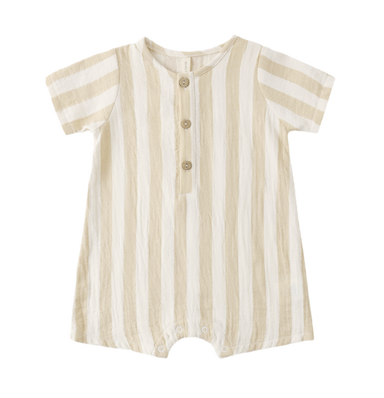 Short Sleeve Woven Romper Summer Stripe