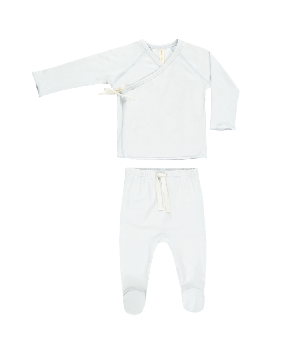 Wrap Top + Footed Pant Set Fog