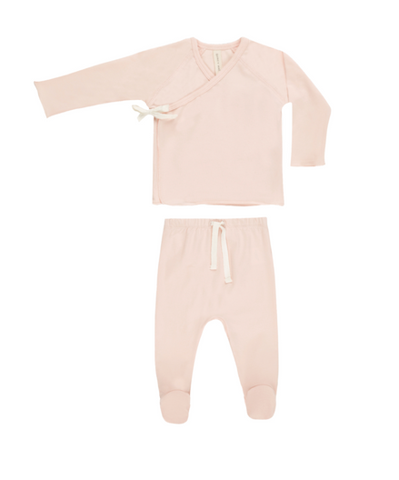 Wrap Top + Footed Pant Set Petal
