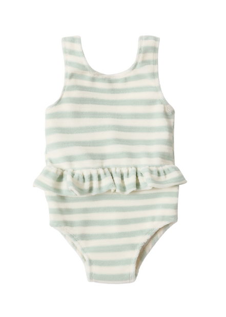 Skirted One-Piece Seafoam Stripe