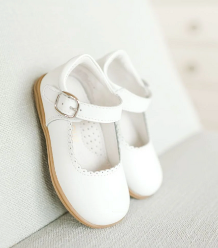 Chloe Classic Scalloped Leather Mary Jane - White