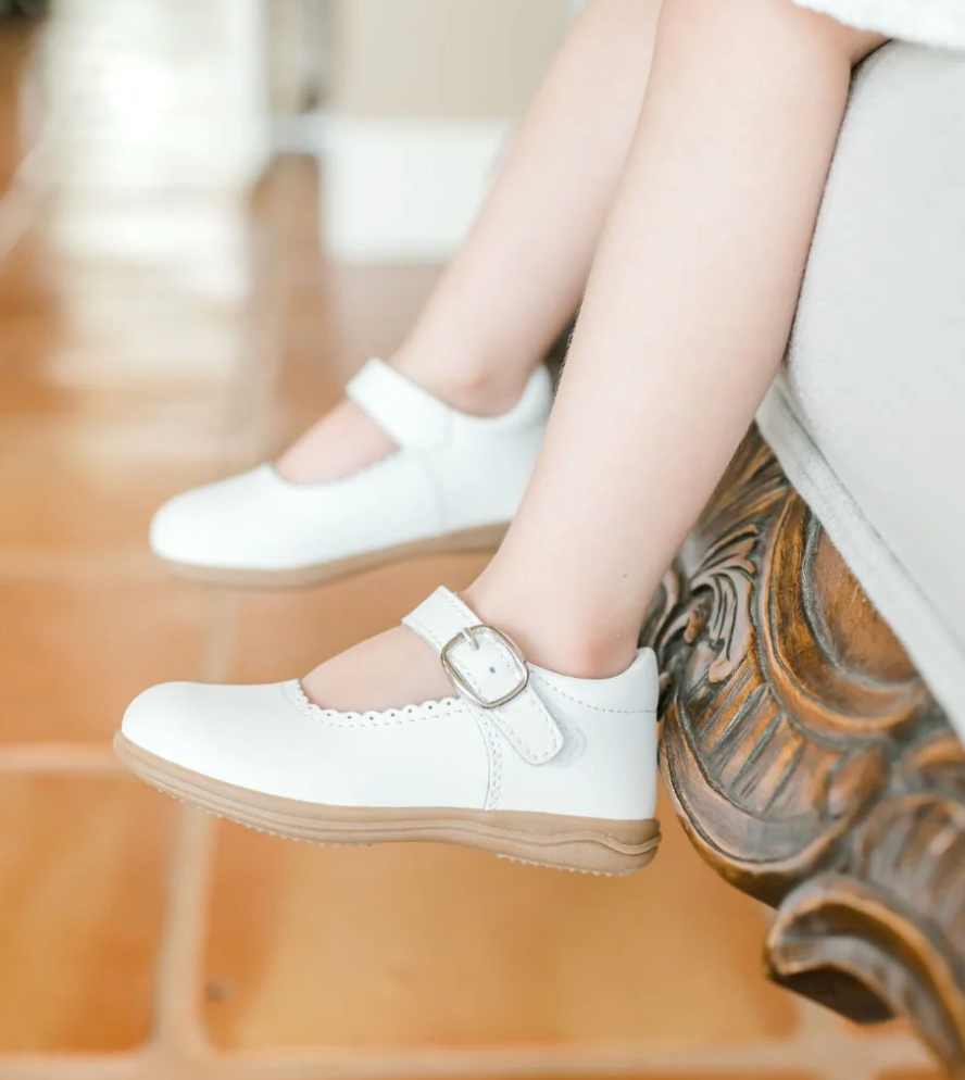 Chloe Classic Scalloped Leather Mary Jane - White