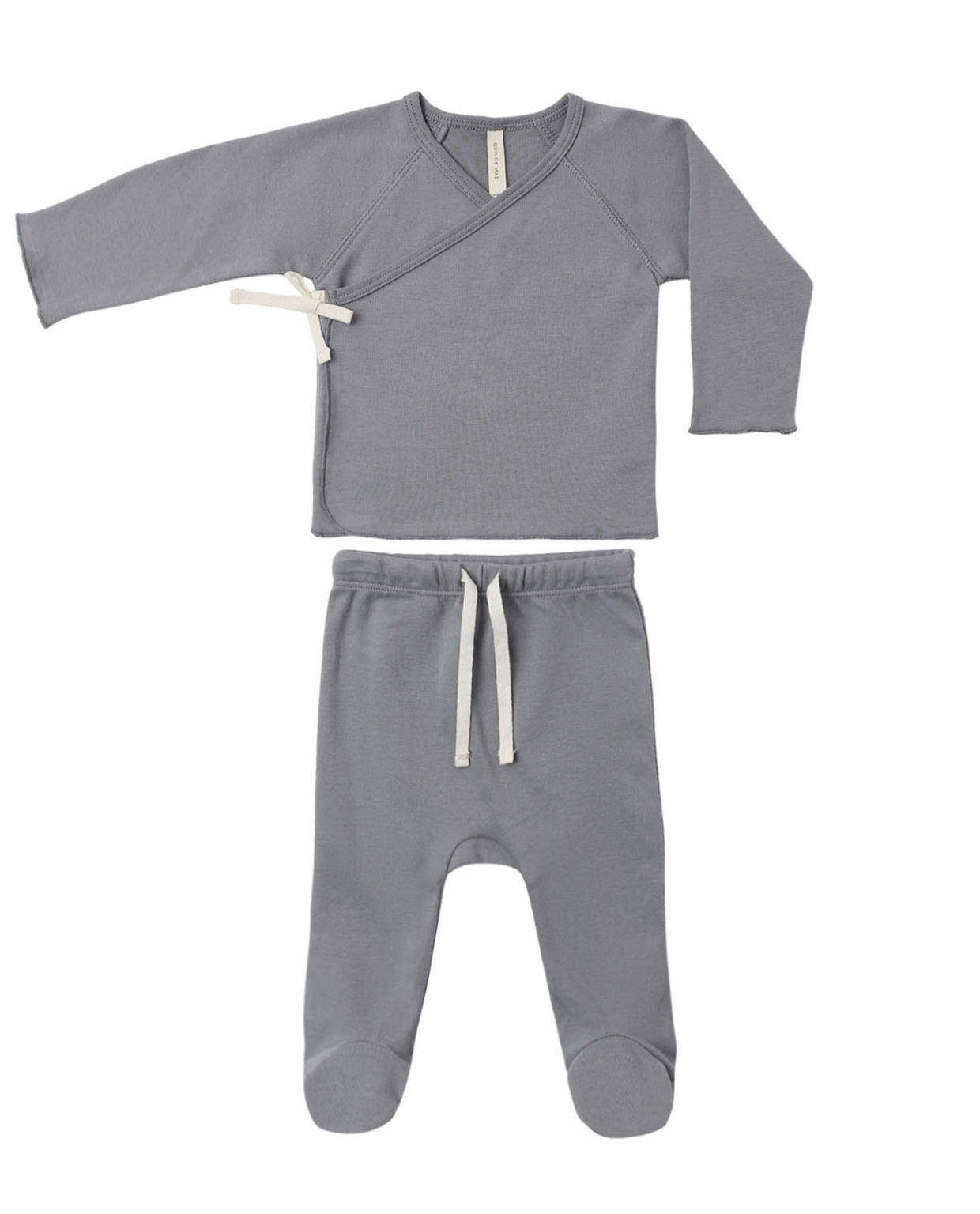 Wrap Top + Footed Pant Set - Slate