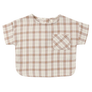 Woven Boxy Top Rustic Plaid