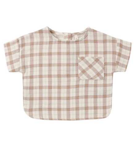 Woven Boxy Top Rustic Plaid