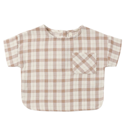 Woven Boxy Top Rustic Plaid