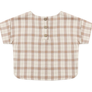 Woven Boxy Top Rustic Plaid
