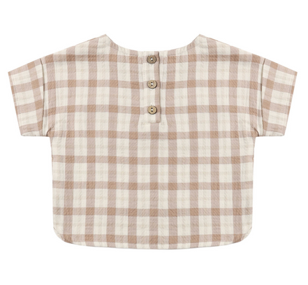 Woven Boxy Top Rustic Plaid