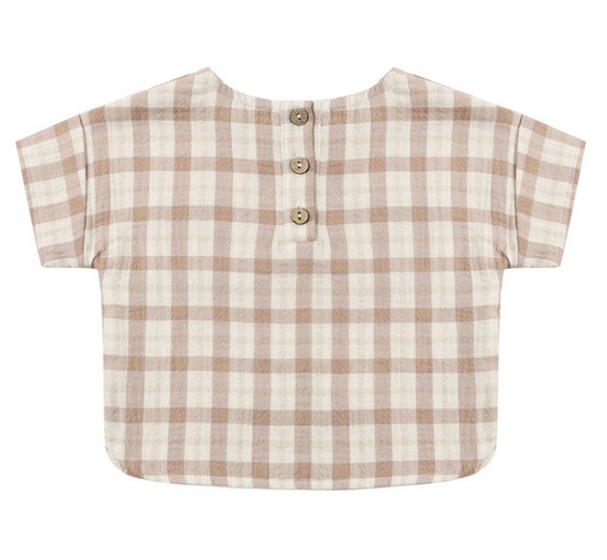 Woven Boxy Top Rustic Plaid