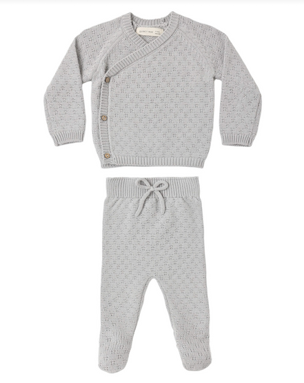 Knit Wrap Top + Pant Set Cloud