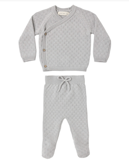 Knit Wrap Top + Pant Set Cloud