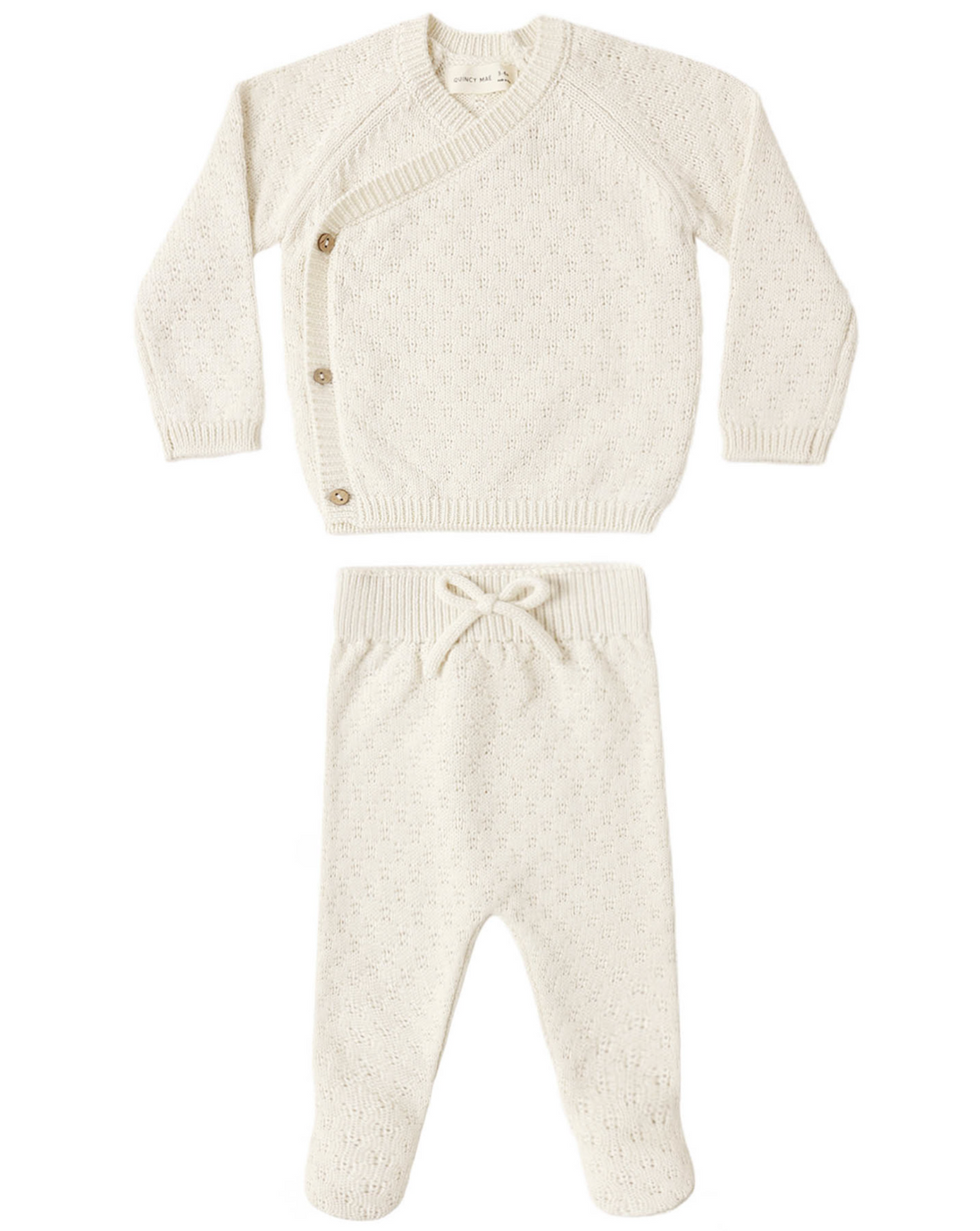 Knit Wrap Top + Pant Set Natural