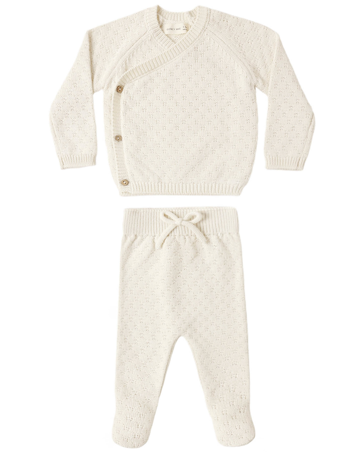 Knit Wrap Top + Pant Set Natural