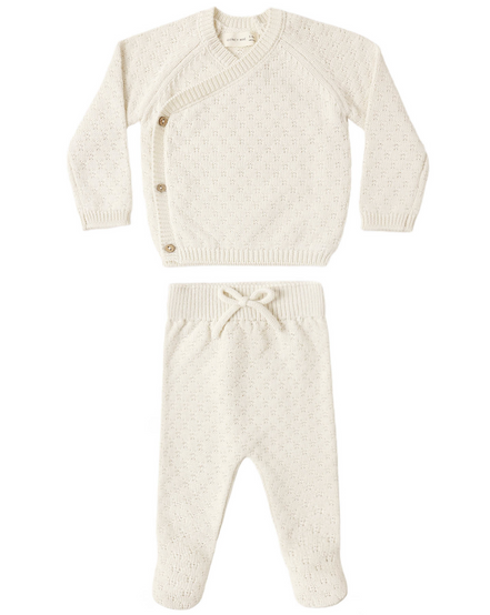 Knit Wrap Top + Pant Set Natural