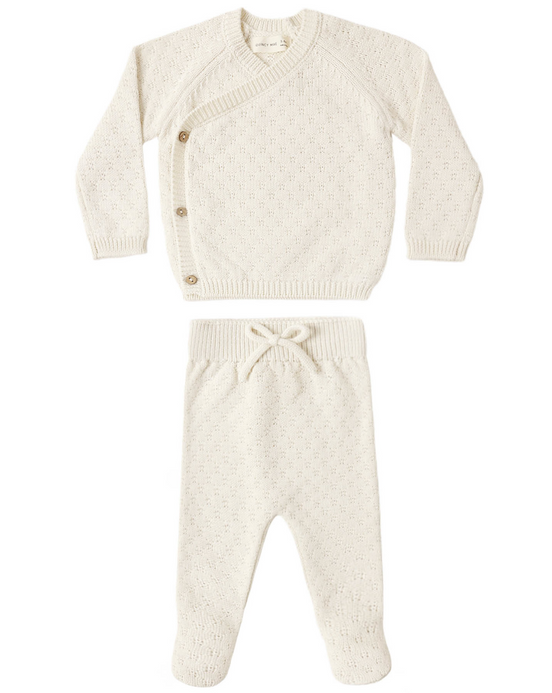 Knit Wrap Top + Pant Set Natural