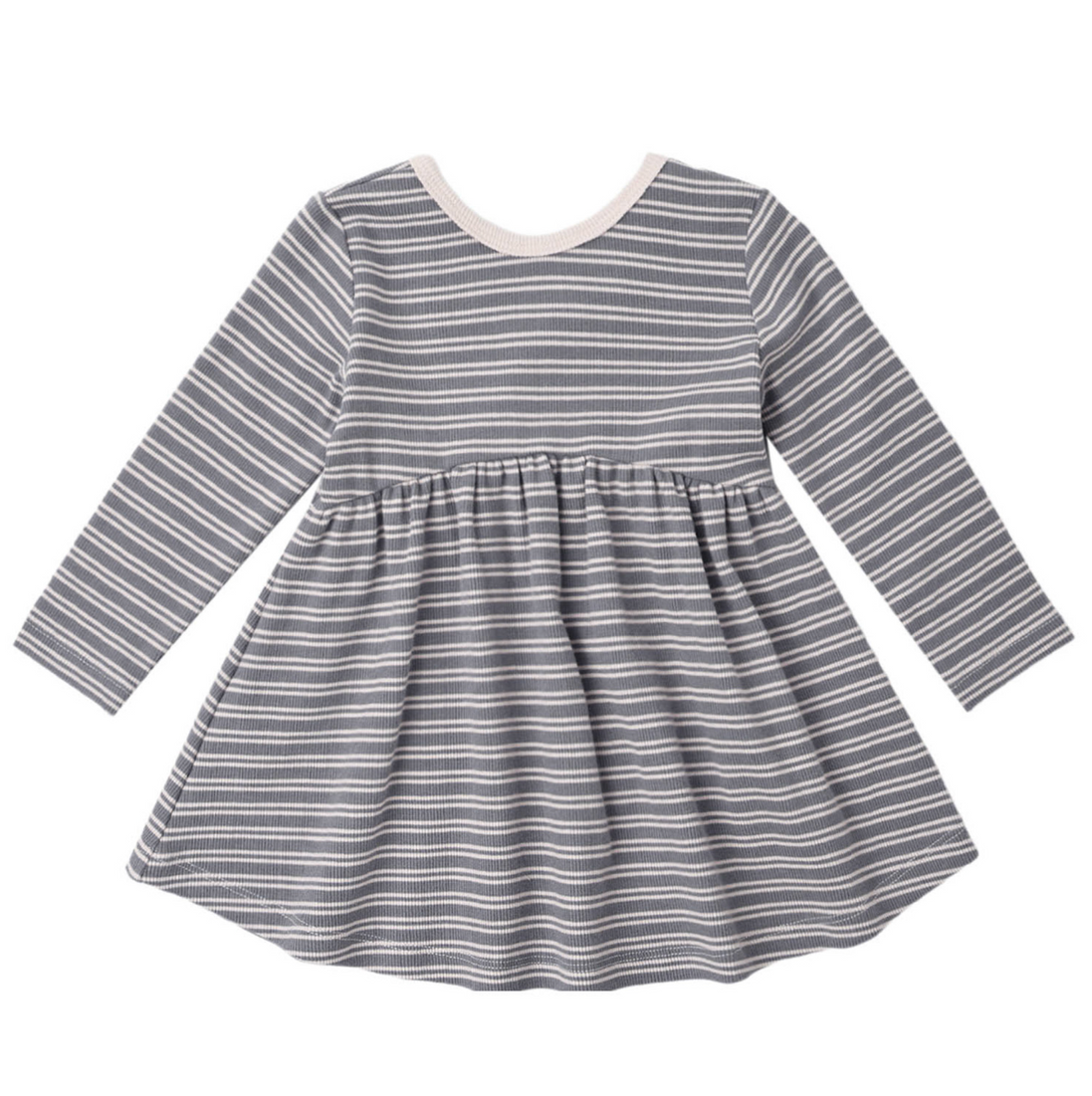 Ribbed Long Sleeve Dress Slate Microstripe