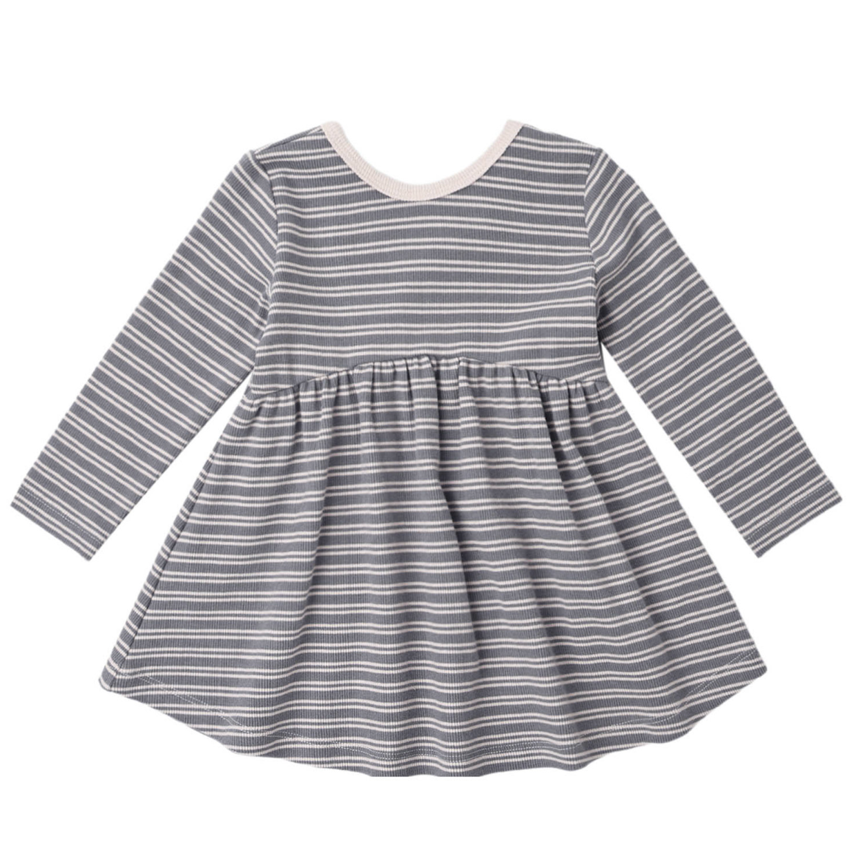 Ribbed Long Sleeve Dress Slate Microstripe