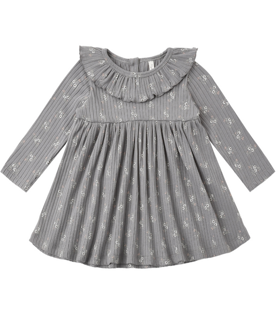 Ruffle Collar Dress Slate Bloom