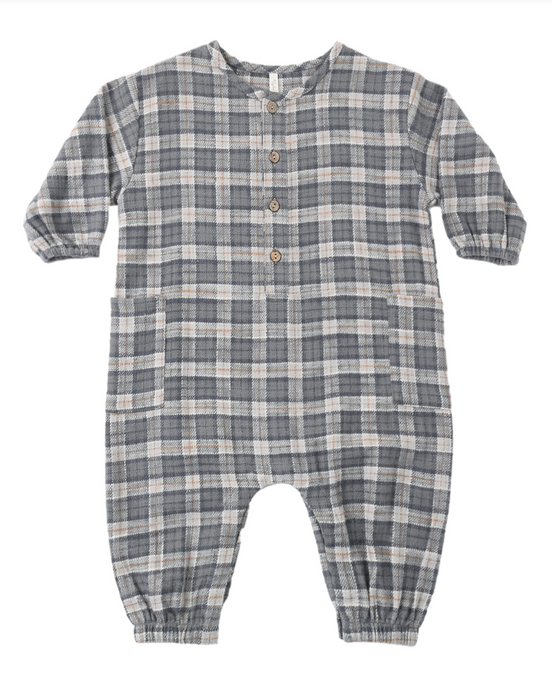 Relaxed Woven Jumpsuit Winter Plaid