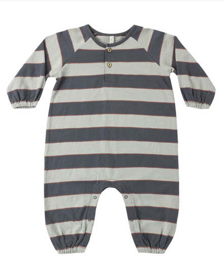 Henley Jumpsuit Sage Stripe