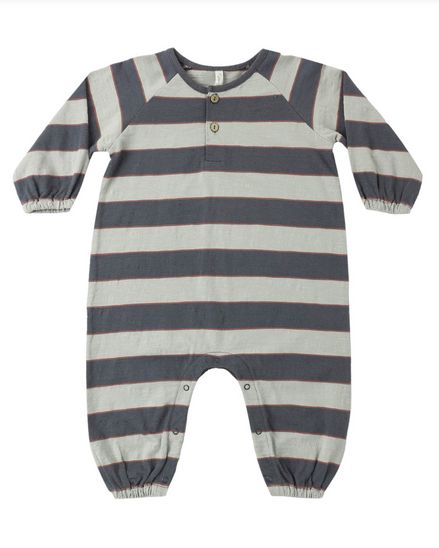 Henley Jumpsuit Sage Stripe