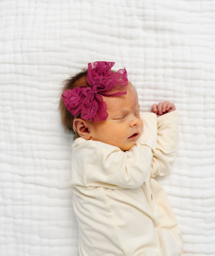 Lace Bow - Mulberry Heaband