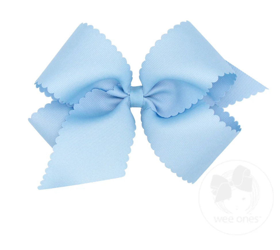 King Grosgrain Bow with Scallop Edge - Millennium Blue