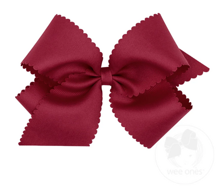 King Grosgrain Bow with Scallop Edge - Cranberry