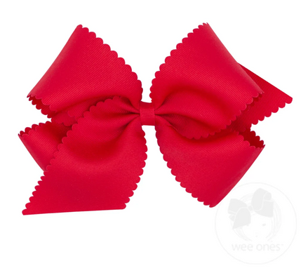 King Grosgrain Bow with Scallop Edge - Red