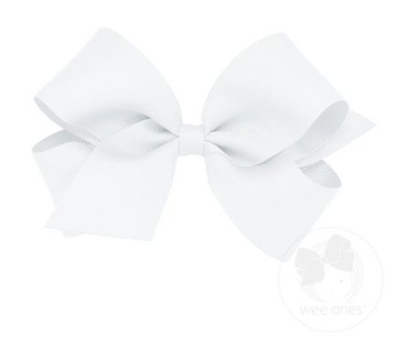 Medium Solid Grosgrain Bow - White