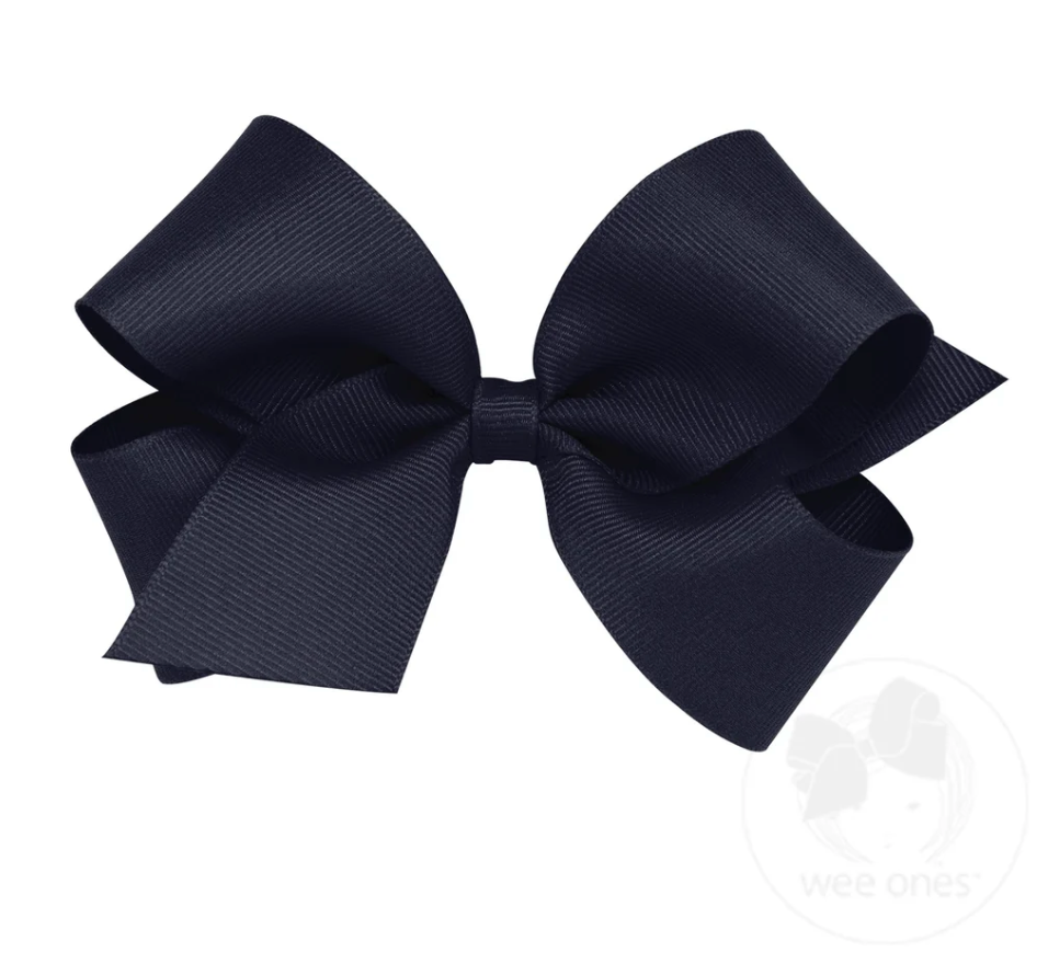 Medium Solid Grosgrain Bow - Navy