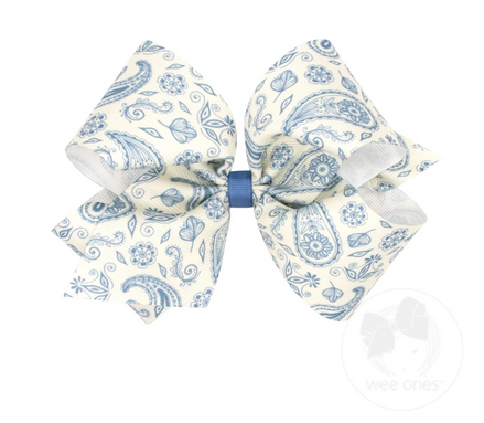 King Western Print Bow - Smoky Blue