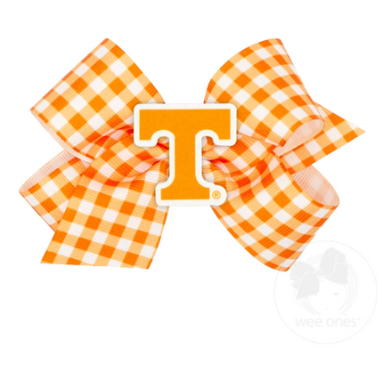Medium Gingham Print Bow with Patch - Tennessee