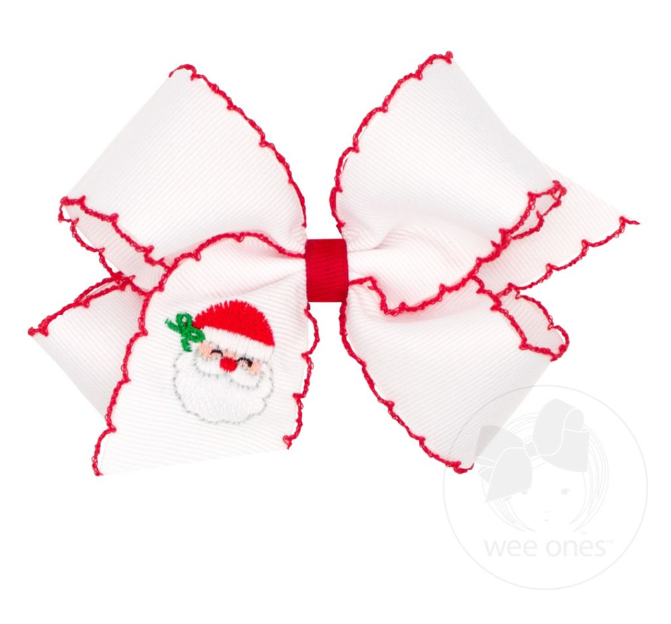 Medium Moonstitch with Christmas Embroidered Tail - White Santa