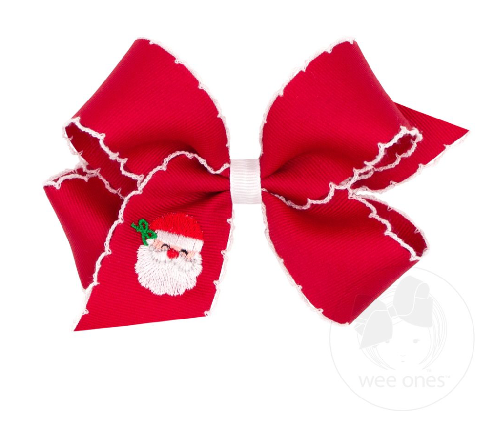 Medium Moonstitch with Christmas Embroidered Tail - Red Santa
