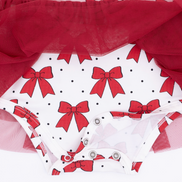 Festive Bows - Long Sleeve Tutu Bodysuit Dress