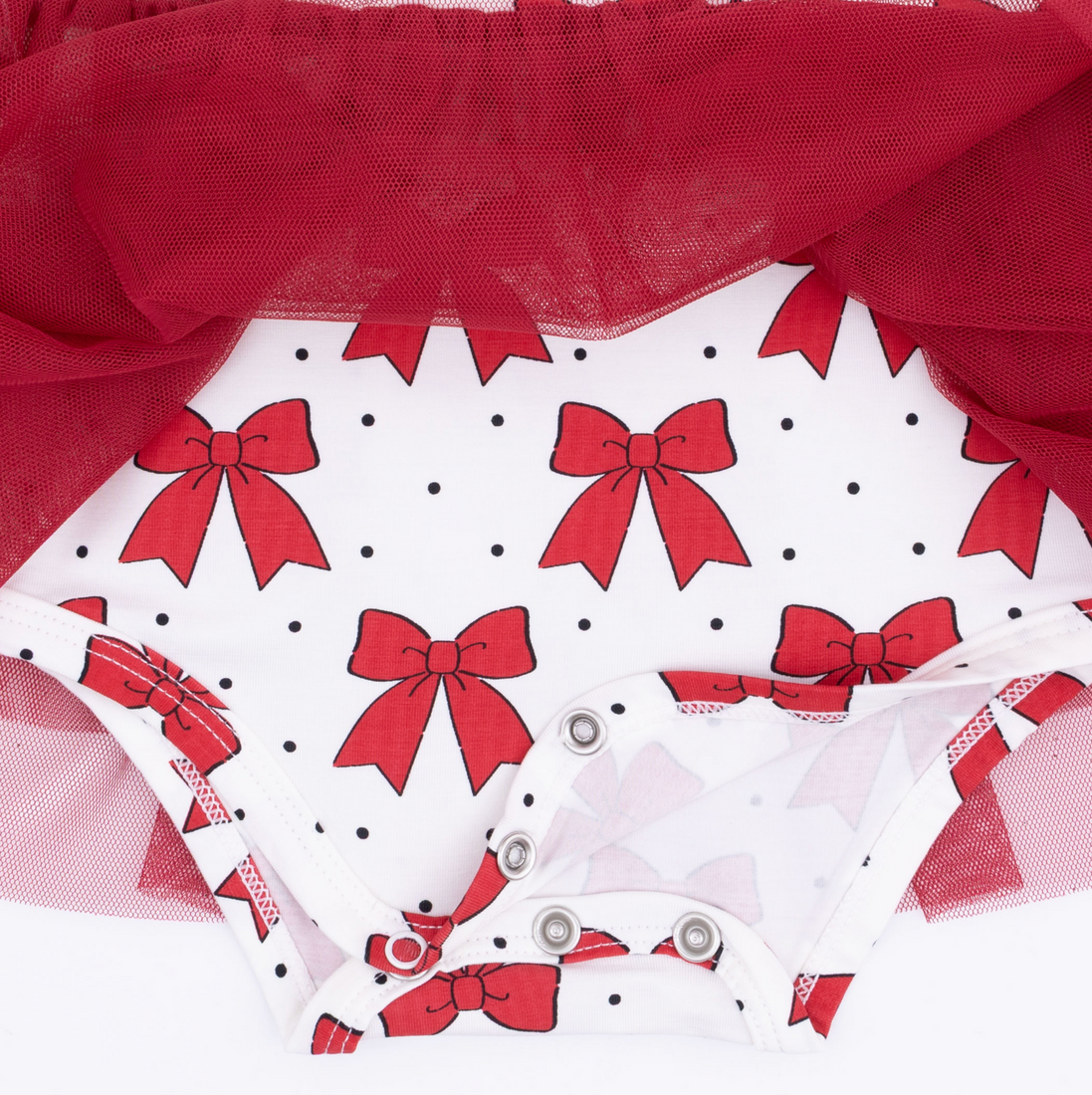 Festive Bows - Long Sleeve Tutu Bodysuit Dress
