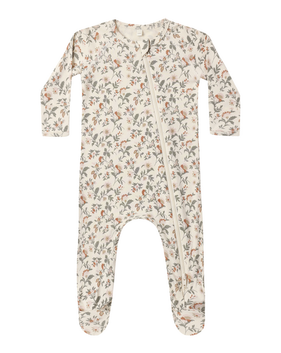 Bamboo Zip Footie Holiday Floral
