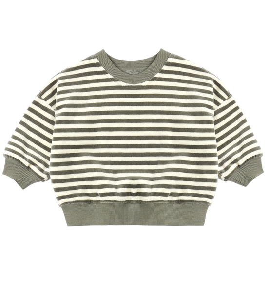 Velour Relaxed Sweatshirt Spruce Stripe