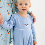 Long Sleeve Bradford Romper - Sarasota Sky/Worth Ave White/Duck