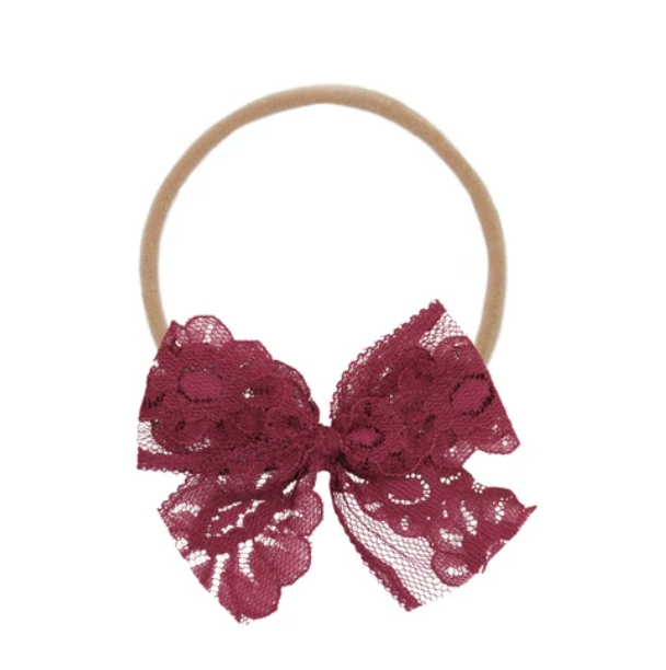 Lace Bow - Mulberry Heaband