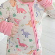 Convertible Bamboo Zip Romper | Little Fossil Pink