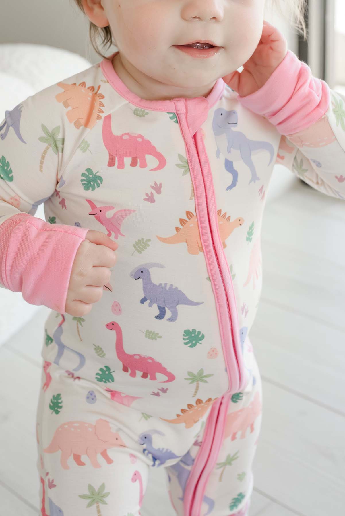 Convertible Bamboo Zip Romper | Little Fossil Pink