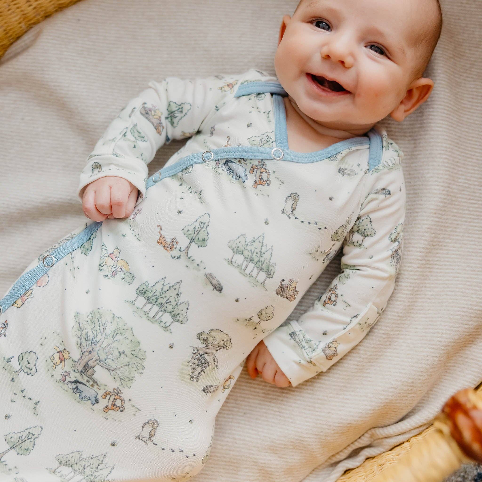 Newborn Knotted Gown - Hundred Acre Wood