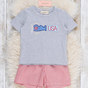 Freedom Flight Embroidered Striped Cotton Outfit