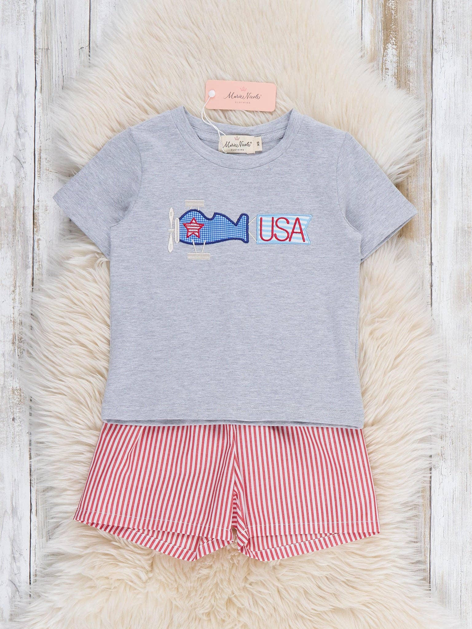 Freedom Flight Embroidered Striped Cotton Outfit