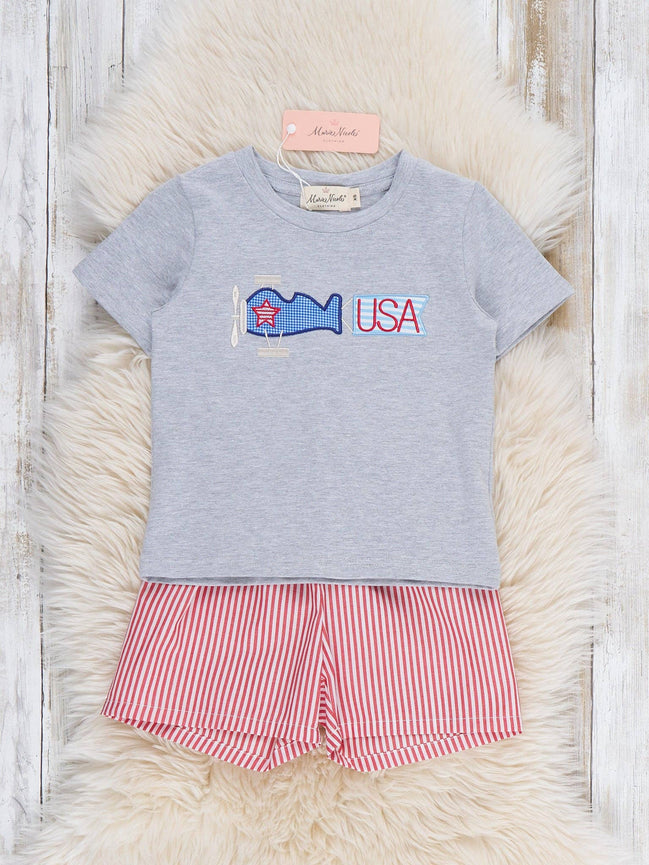 Freedom Flight Embroidered Striped Cotton Outfit