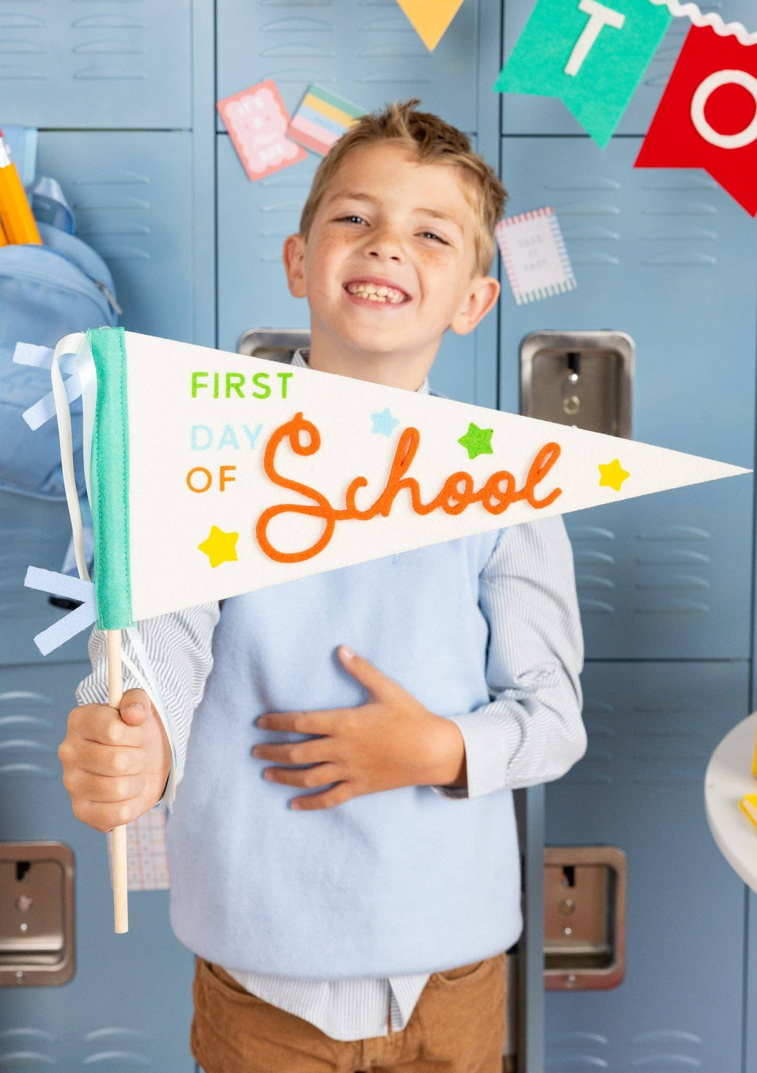 First Day Felt Pennant - White