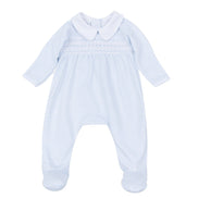 Benjamin Smocked Footie - Light Blue